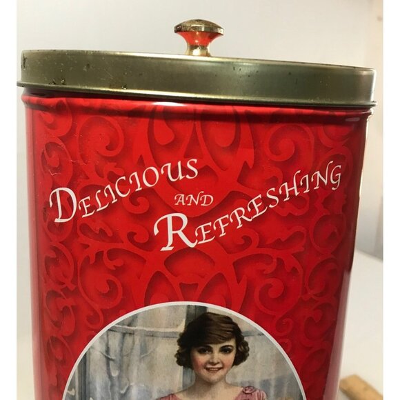 Coca Cola Tin Canister Tall Oval Vintage Container Retro Advertising Coke 11" - Picture 6 of 14